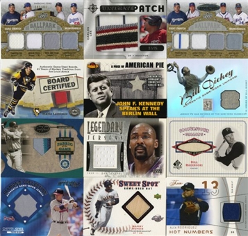 Lot of (90) Game Used Cards From The 4 Major Sports Including Patches & 2-Color Jersey Cards